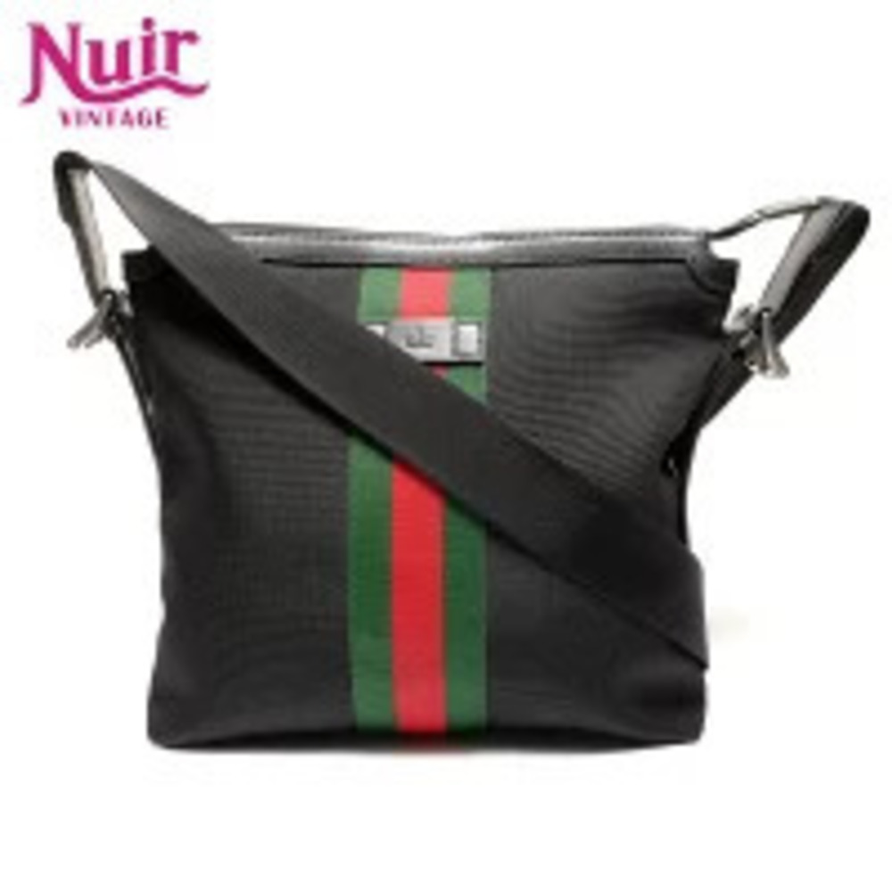 Gucci Sherry Canvas Shoulder Bag Black